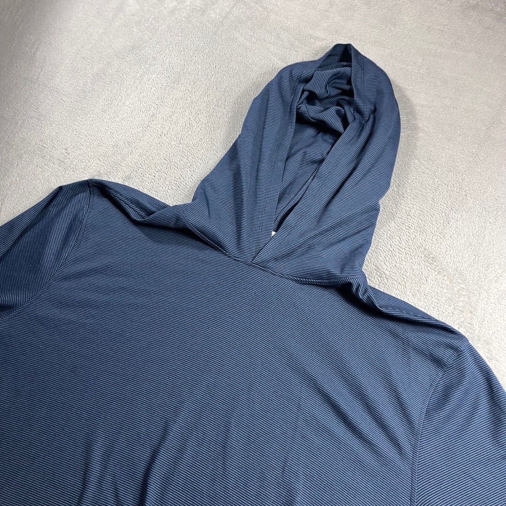 Sun Day Red Mens XXL Blue Micro Stripe Lightweight Performance Hoodie Pullover